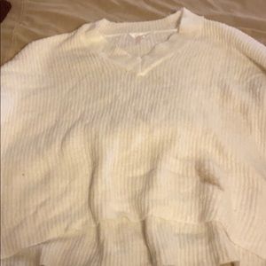 Cream Fuzzy High Low Sweater